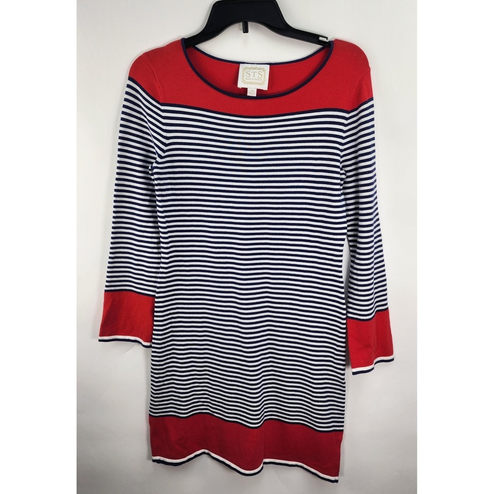 STS Sail to Sable Striped Nautical Dress Women's XS Shift Sweater Coastal Preppy